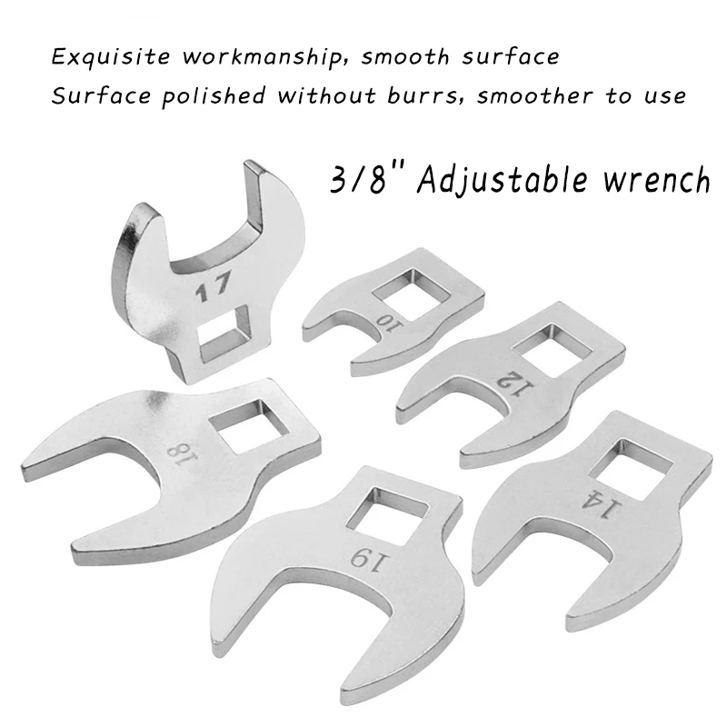 3/8 Inch Drive Head Square Nut Crowfoot Wrench Set Replacement  Bull Horn Wrench Horn Wrench Head Square Head Hardware Tool