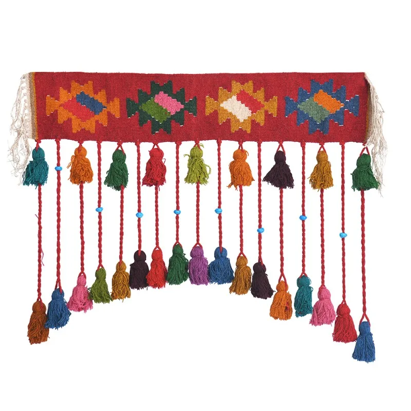 Ethnic style hand-woven fringed pendant geometric pattern wall decoration tapestry B & B home art