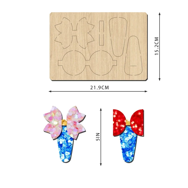 SIZZIXDIES Hairpin Clips Bows Wooden Cutting Dies for Scrapbooking Compatible with Various Machines Multi-Sized 4