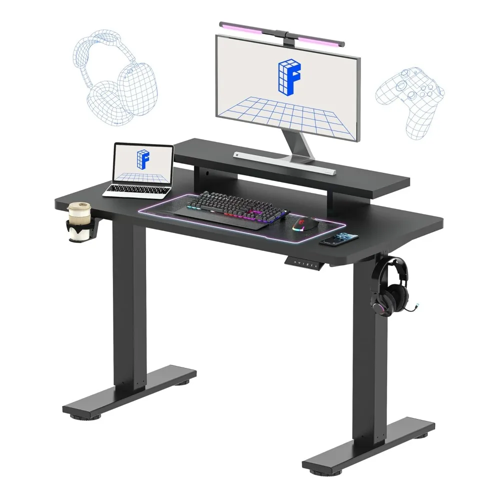 

Standing Desk with Monitor Stand, 48 x 24 Inches One-Piece Electric Height Adjustable Computer Desk with Cup, Customized