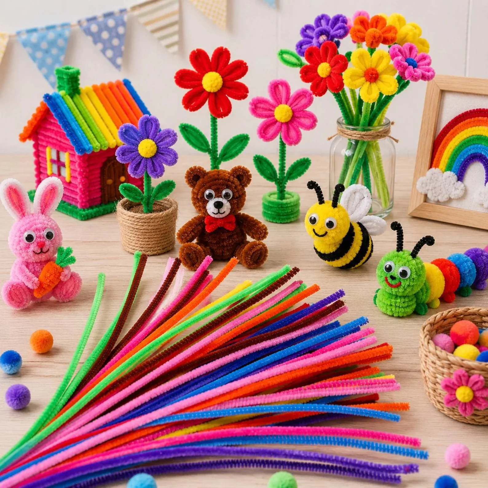 72 Thick, Fluffy Twisty Sticks, 12inch (Approximately 30cm) Bendable Chenille Stems, Suitable for Christmas Trees, Wreaths, DIY Flowers, Children's Creative Crafts and Holiday Decorations, Can Be Used as Fillers for Children's Christmas Stockings