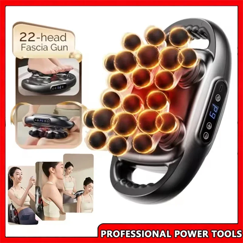 22-Head Fascia Gun High-Frequency Vibration Body Massage Gun Back and Waist Massager Neck Shoulder Massager Muscle Masajeador