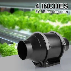 LTD-XL100 Ventilation Fan for Grow Tent 4 Inchs Intelligent Control EC 110-240V Exhaust Fan High Speed Air Vent Ventilator