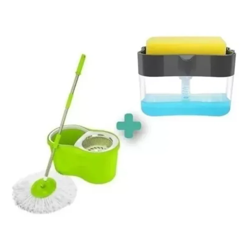 Combination bucket rotating MOP+dispenser soap trough cleaning accessories MOP