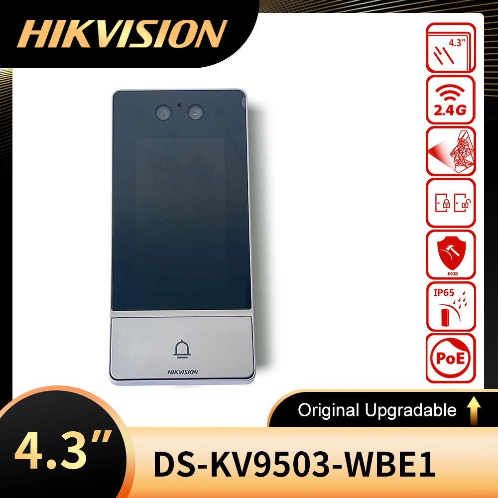 

Hikvision DS-KV9503-WBE1 видеодомофон с распознаванием лица, дверная станция 4,3 дюймов, цветной стандарт PoE DS-KABV9503-RS, дождевая крышка