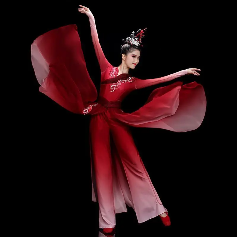 Robe de phtaldress classique imbibée de style chinois, costume de performance de danse, danse parapluie carrée, moderne