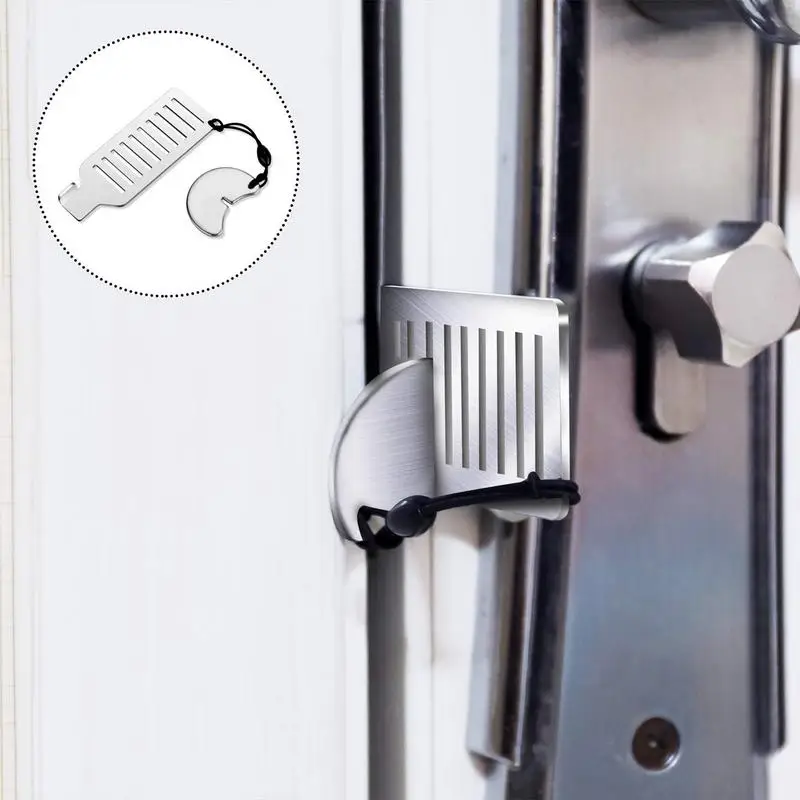 

Portable Door Lock Travelers Lockdown Locks Stainless Steel Adjustable No Drill Hotel Use Door Lock Travel Lockdown Locks For