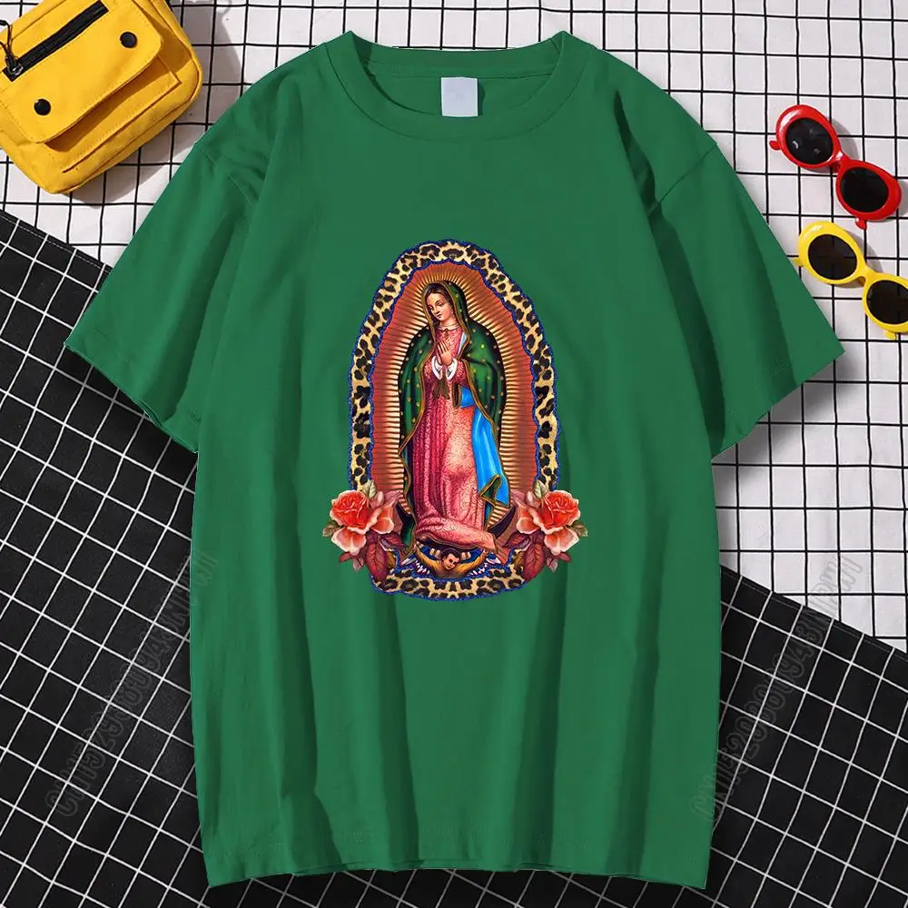 Man Woman T-Shirts Virgin Mary Of Guadalupe Cotton Oversized Tops Hip Hop Loose Streetwear Tee Harajuku Vintage Summer T Shirts