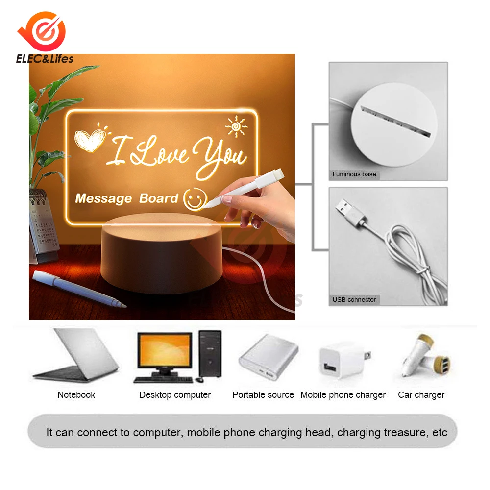 1 pz luce notturna creativa acrilico camera da letto comodino LED lampada da tavolo festa evento regalo sistema regali