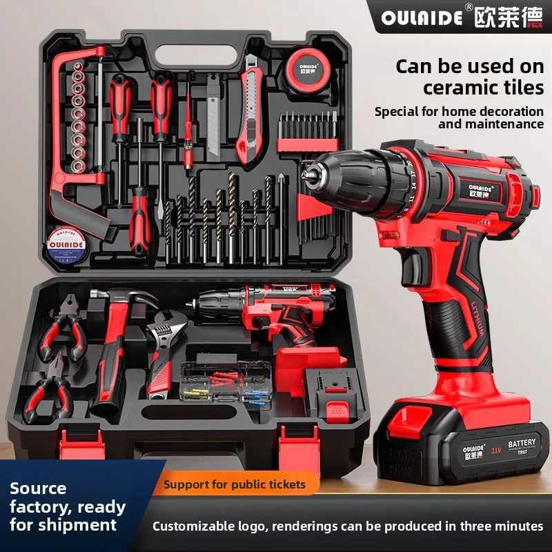 Cordless Drill and Hand Tool Kit with 12V Lithium Drill, Multi Piece Home Repair Set in Carry Case for Wood, Tile and Metal