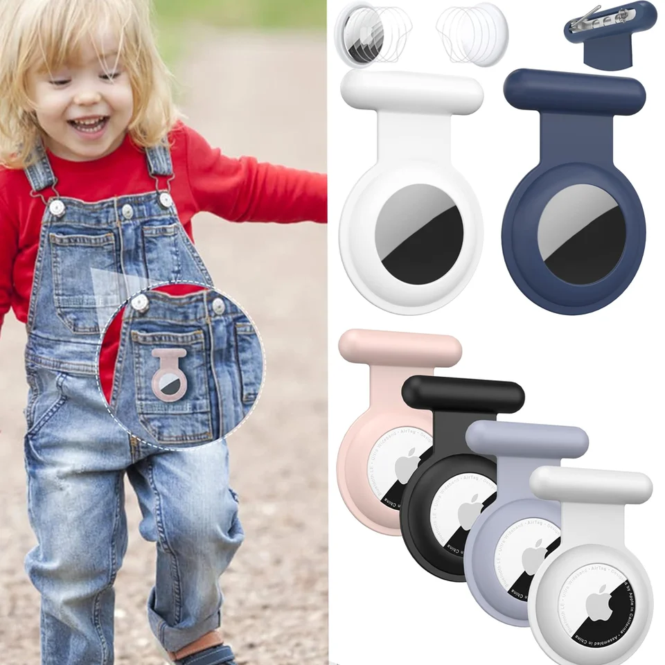 Lot de 4 Supports Airtag pour Enfants cachés pour Traceur GPS Comprenant Un Bracelet, Un Support pour Chaussures, Un étui Anti-Retrait avec épingles de sûreté, Un Collier (Ensemble Noir