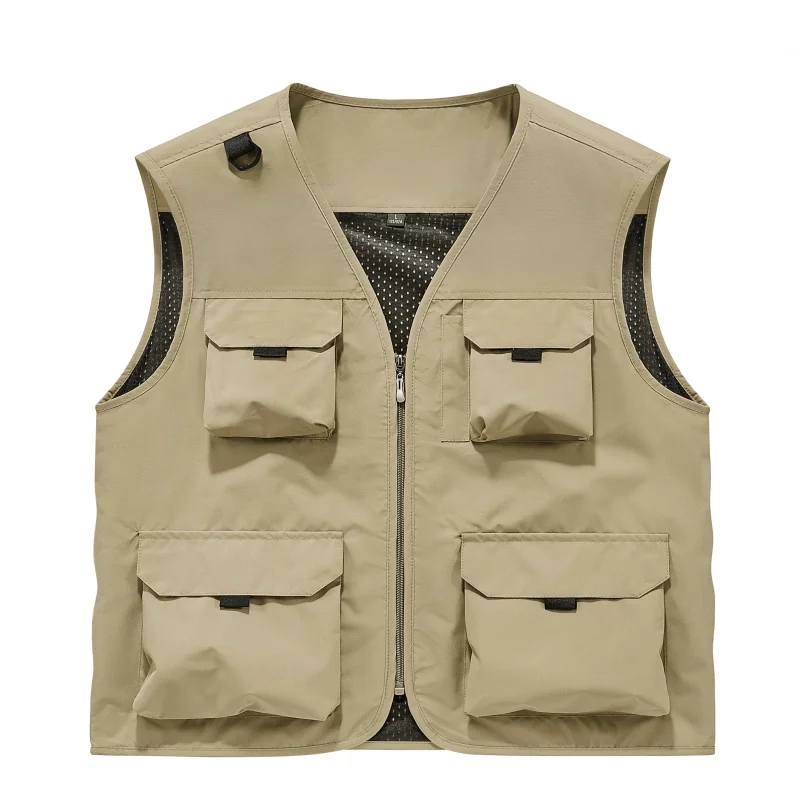 

Мужской повседневный ветрозащитный легкий дышащий жилет без рукавов с несколькими карманами для весны и осени, для активного отдыха, модный, универсальный