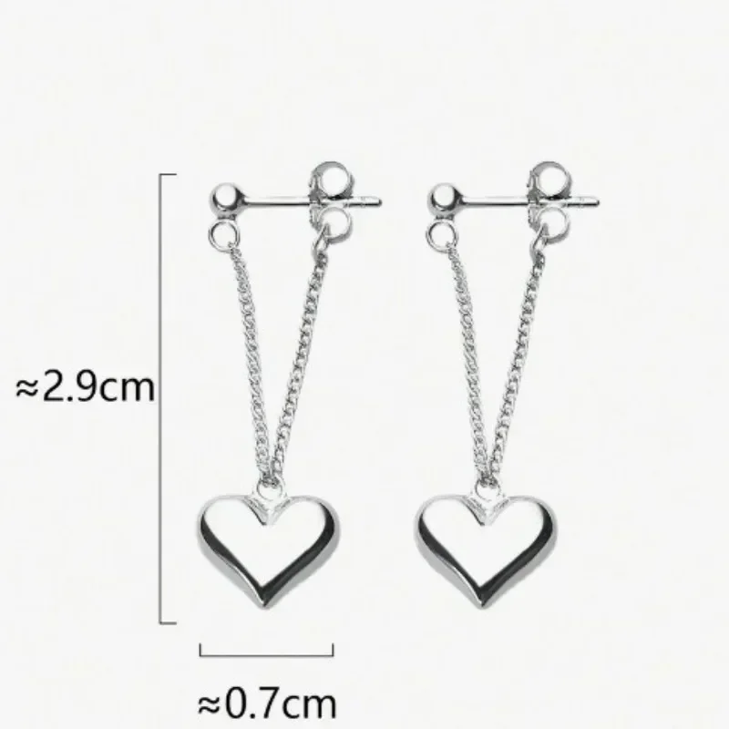 925 Sterling Silver Earrings for Women Heart Chain Earring Jewelry Prevent Allergy Party Accessories Gift Earrings for Women