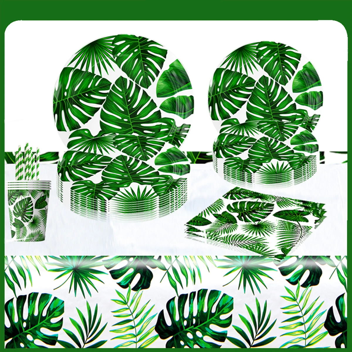 

Hawaiian Leaf Theme Atmosphere Arrangement Scene Decoration, Party Tableware, Paper Plates, Paper Towels, Decorative Supplies