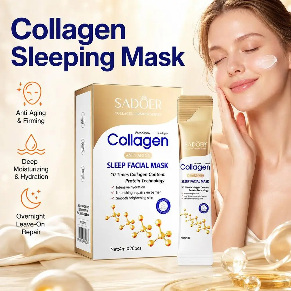 SADOER Anti‑Aging Sleep Facial Mask 10X Collagen Advanced Aging Formula Intensive Hydration Targets Sagging Skin and Fine Lines