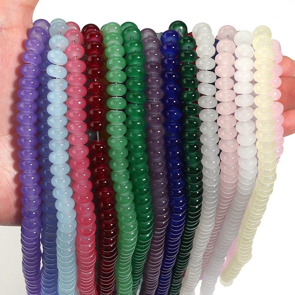 75 Stück Imitations-Jade-Kristallglasperlen, bunte Abakus-Abstandsperlen für die Schmuckherstellung, DIY-Armband- und Halskettenzubehör – Detail 2