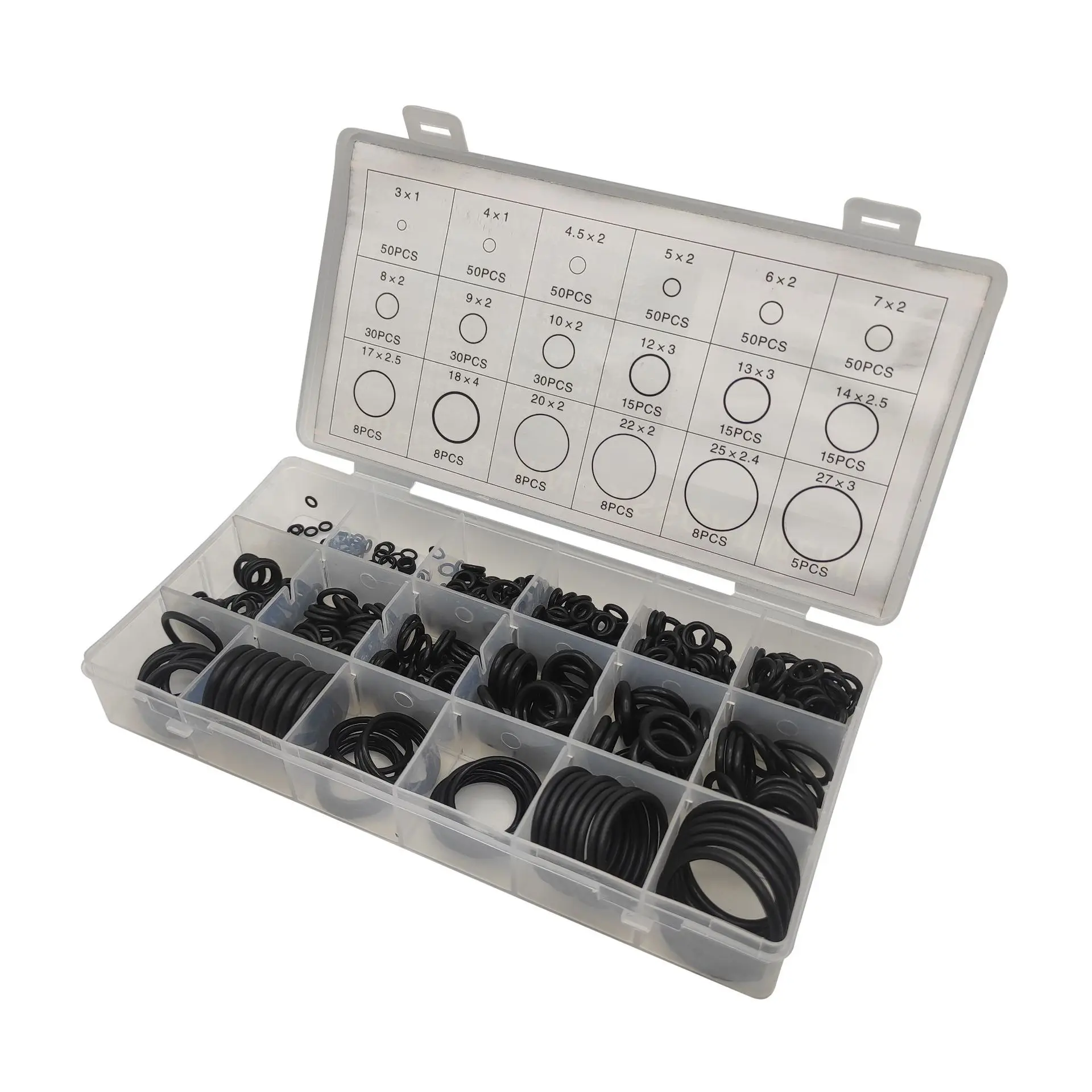 High Temperature Corrosion Resistant Nitrile Rubber Washer Gasket 480pcs 18 Grid O Ring Set Black Leather Sealing