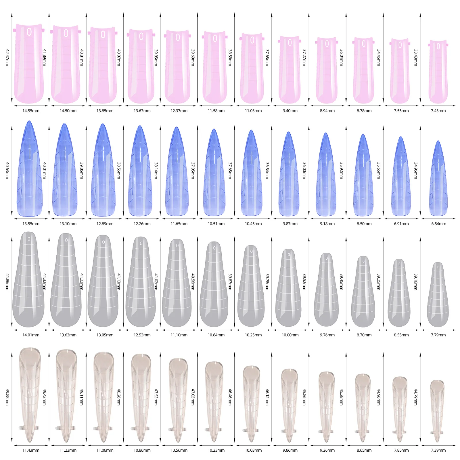 144/288pcs Colorful Dual Nail Form Full Cover Poly NailGel Quick Building Mold Set Acrylic Nail Tips Top Extension Manicure Tool