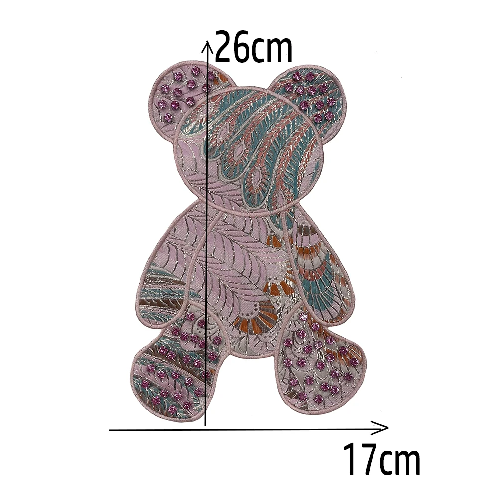 Fashionable fabric embroidery beaded bear bunnies sew on Accessories Fashion Decorations Handmade For Clothes Jacket Applique