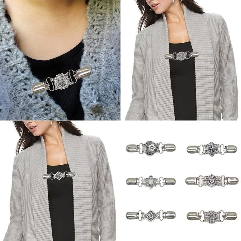 

R1WE Dress Shirt Brooch Clip Cloak Clips Scarf Clip Unisex Colorful Sweater Clip for Trendy Wardrobe Enhancements
