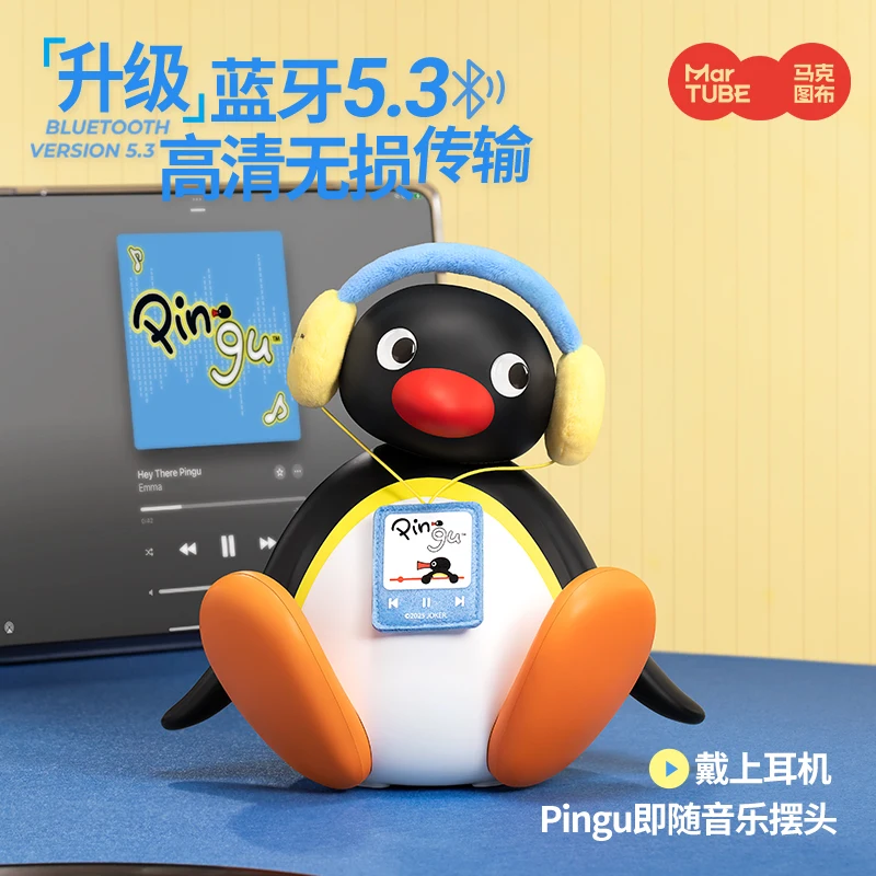 Pingüino para escuchar música, altavoz con cabezal móvil, adorno de escritorio, Subwoofer, Altavoz Bluetooth, regalos de cumpleaños de alta calidad