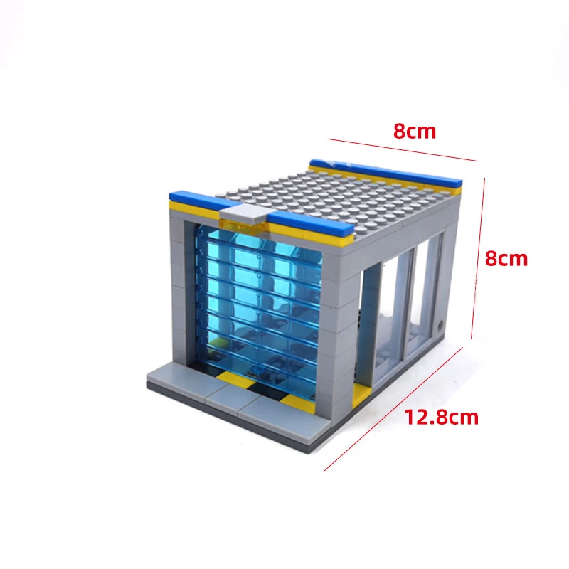 Transparent French Window Parking Lot Scene MOC City Traffic Building Blocks Private Garage Bricks Toys Compatible With LEGO