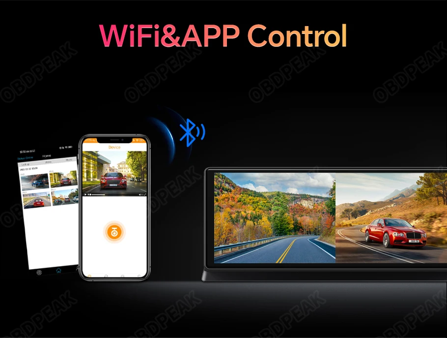 K2 Pro 11.3" Dash Cam 4K 2160P Car DVR Recording Carplay & Android Auto Wireless Connection 5G WiFi GPS Navigation Dashboard