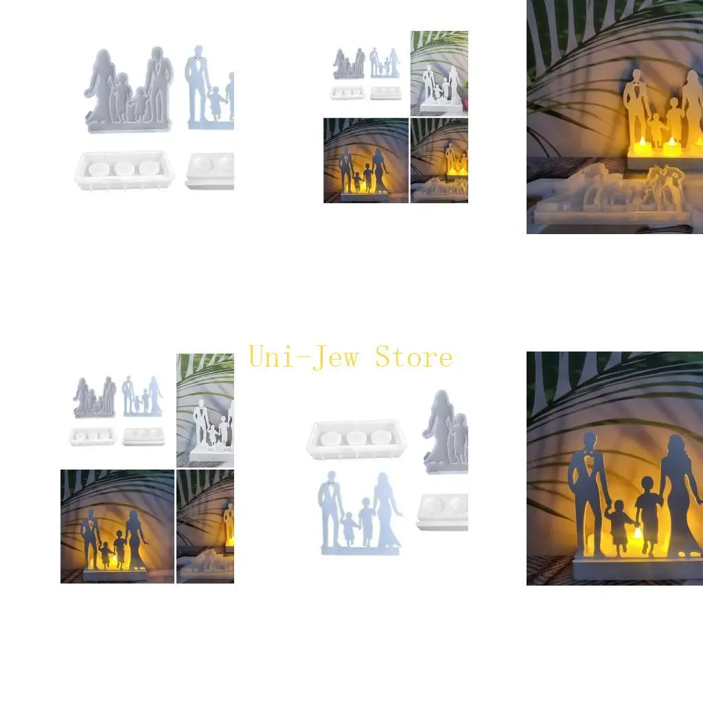 40GB Family Candlestick Mold DIYs Cement Plaster Portrait Holder