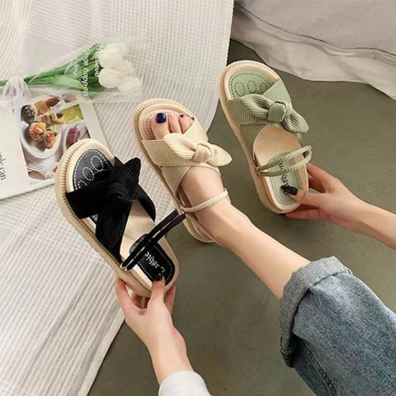 Summer Slippers Flower Sandals Women Sandalias Mujer Fairy Style Platform Roman Ladies Beach Shoes Woman 2024 Trend New Sandals