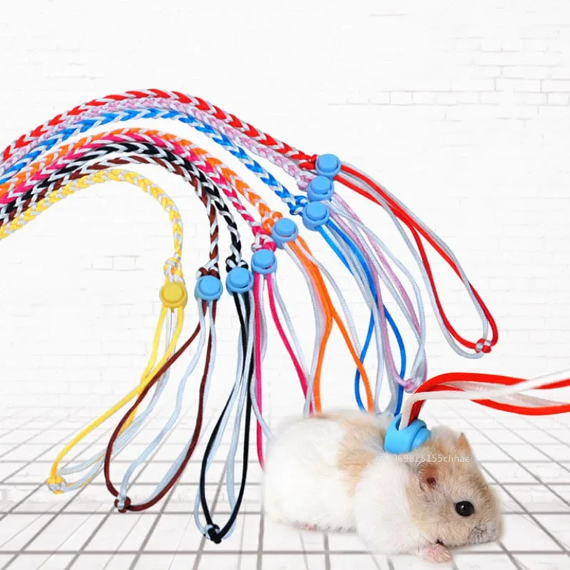 Adjustable Pet Rabbit Hamster Leash Harness 1.4m/2.0m Cotton Rope Harness Lead Collar for Rat Mouse Guinea Pig Hamster Pet Cage