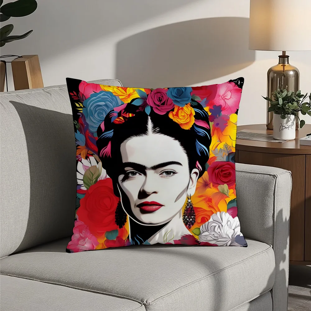 F-Fridas Painting Art Pillow Case Plush Fabric Soft  Pillowcase Double Sided Print Cushion Cover Household Gifts