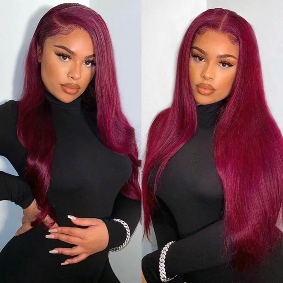 Lafino Burgundy 13x6 Hd Lace Frontal Human Hair Wig 99J Hd Lace Frontal Wig 13x4 Straight Lace Front Wigs Human Hair Colored