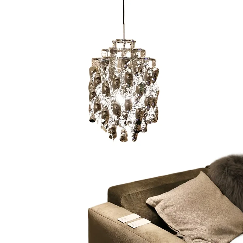 Spiral Waterfall Pendant Lamp Luxury Chrome Acrylic Hanging Chandelier for Kitchen Table Staircases Danish Designer Chandeliers