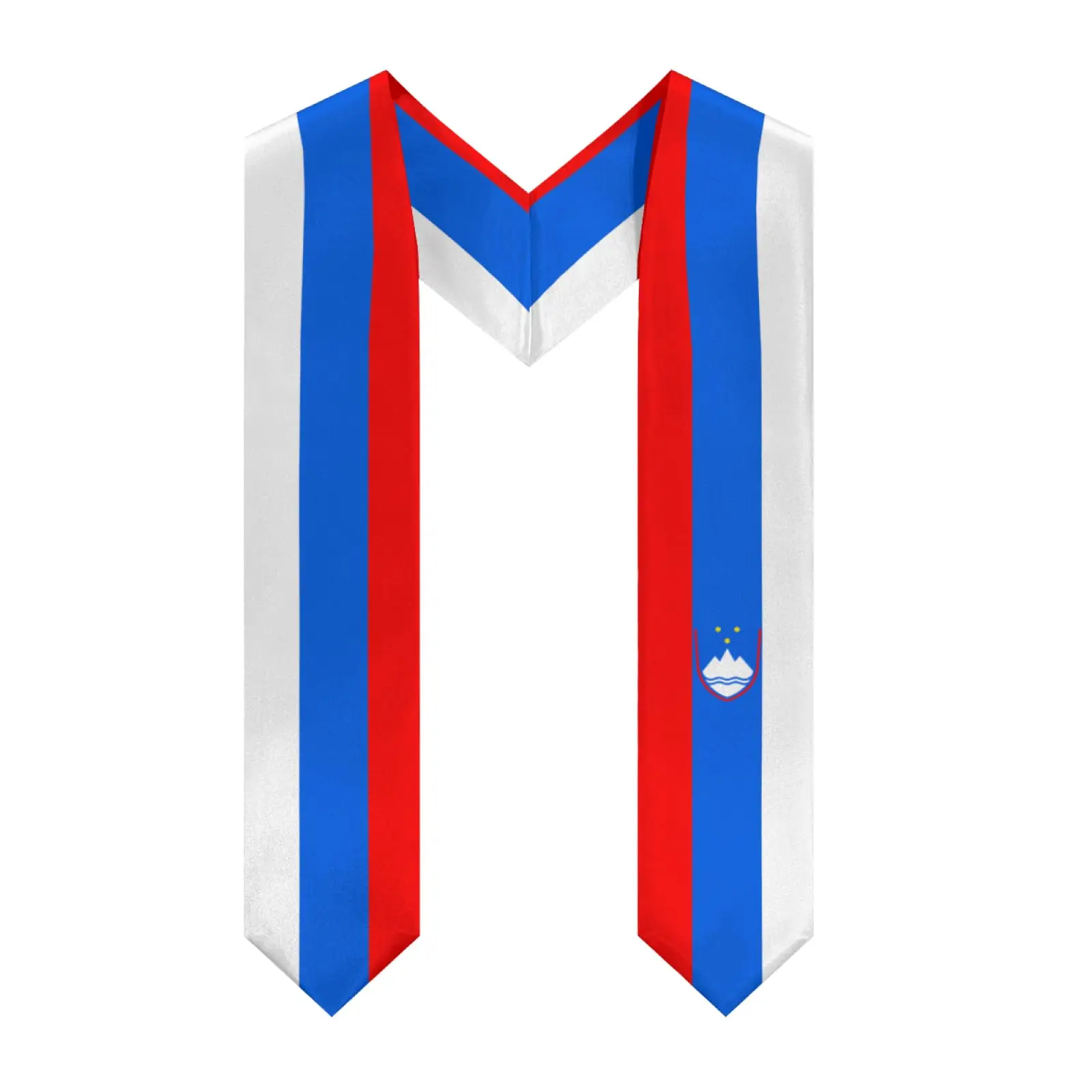 

2025 Slovenia Flag V-neck Graduation Stole Shawl Sash Honor For Study Aboard International Students