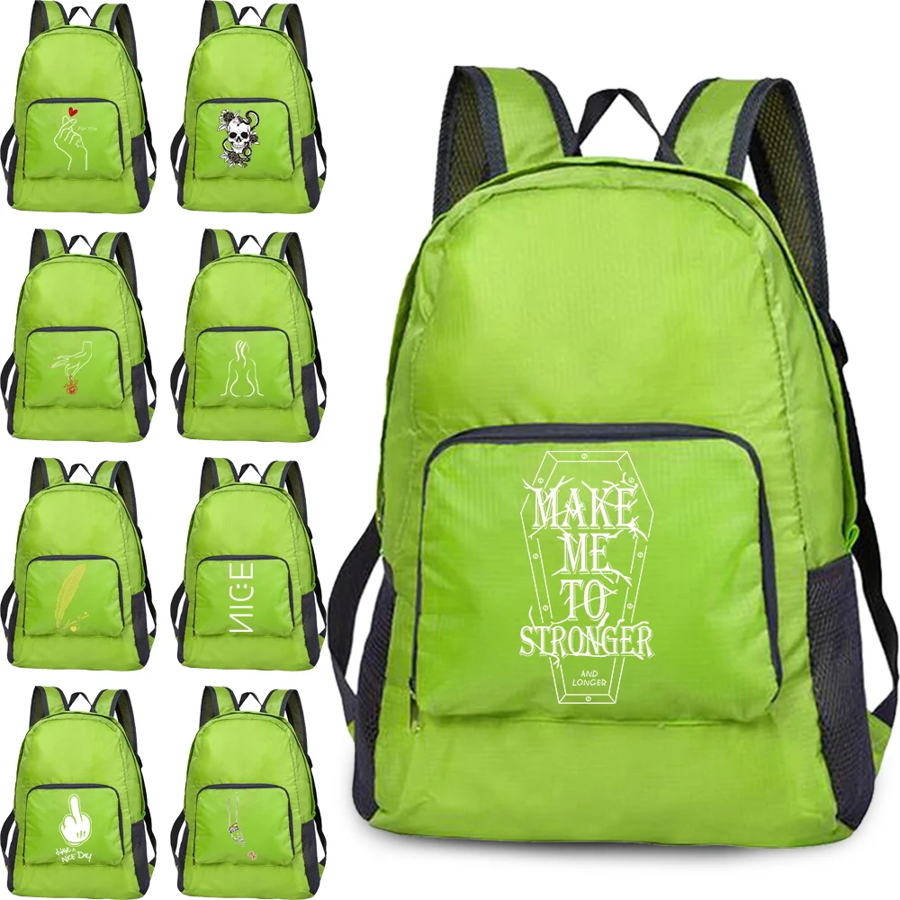 

Foldable Backpack White Picture Series Outdoor Unisex Portable Large Capacity Camping Pack Lightweight Mountaineering Bag