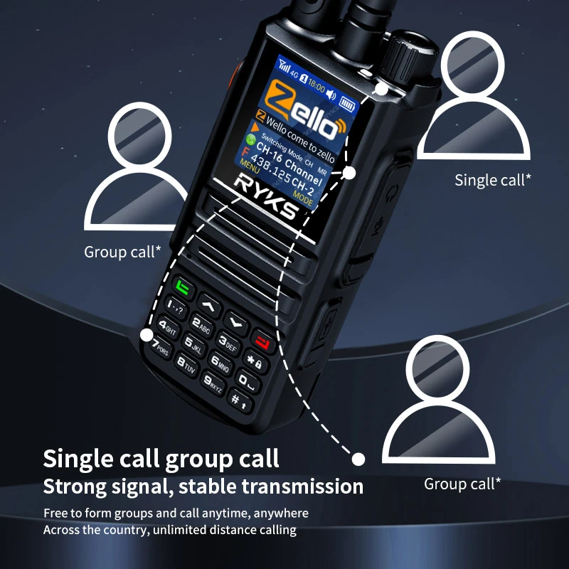 Zello Poc Android 8.0 2G/3G/4G واي فاي بلوتوث لاسلكي تخاطب طويل المدى عسكري 10000 كجم مجموعة لاسلكية Uhf Vhf Type-C شاحن