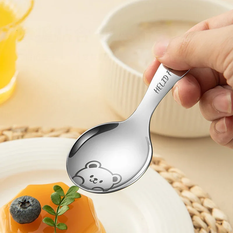 1PC Mini Kid Soup Spoon with Short Handle Cute Children's Dessert Spoon Creative Tableware for Kids Outdoor Spice Salt Scoop