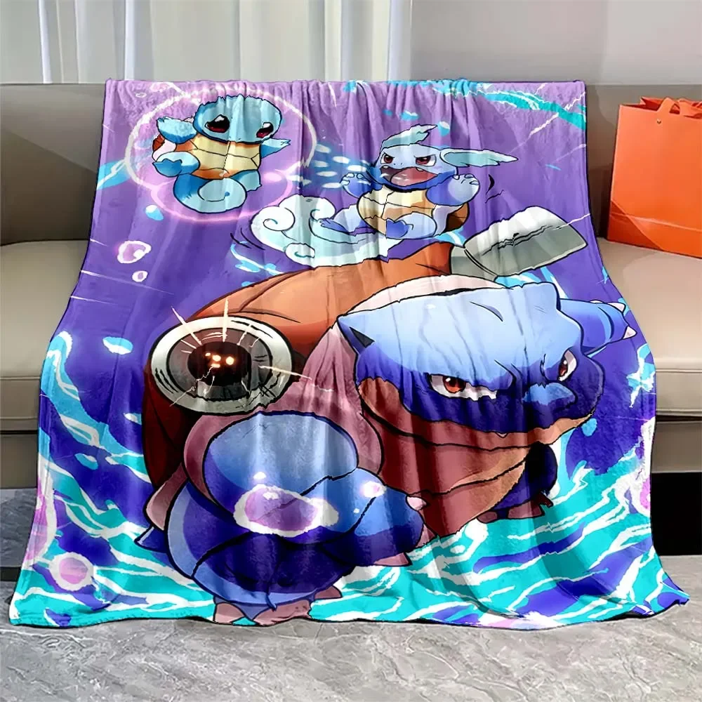 Japanese Anime Pokemon Blastoise Flannel Blanket adult Figures Home Sofa Break Fluffy Soft Blankets Children Christmas Kid Gift