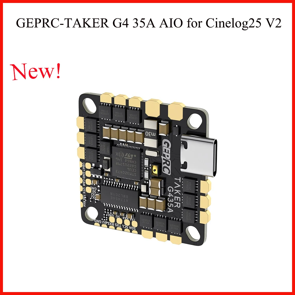 

GEPRC GEP-TAKER G4 35A AIO for FPV Drone Cinelog25 V2 with G473 Main Control/170MHz Operating Frequency/Upgraded Type-c USB