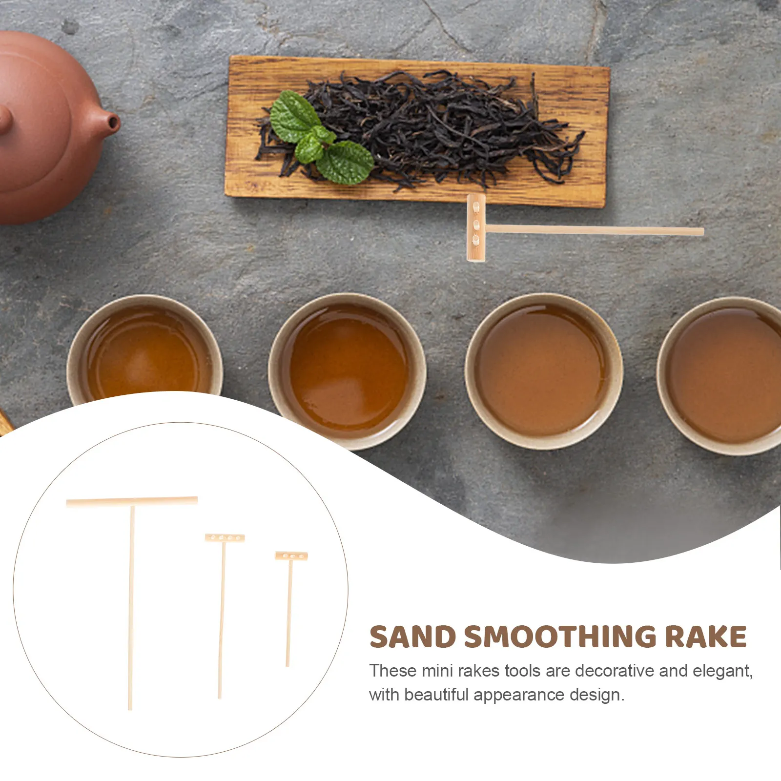 

3Pcs DIY Desktop Meditation Rakes Bamboo Zen Sand Table Rakes Creative Patterns Micro Decoration Sand Smoothing Rake