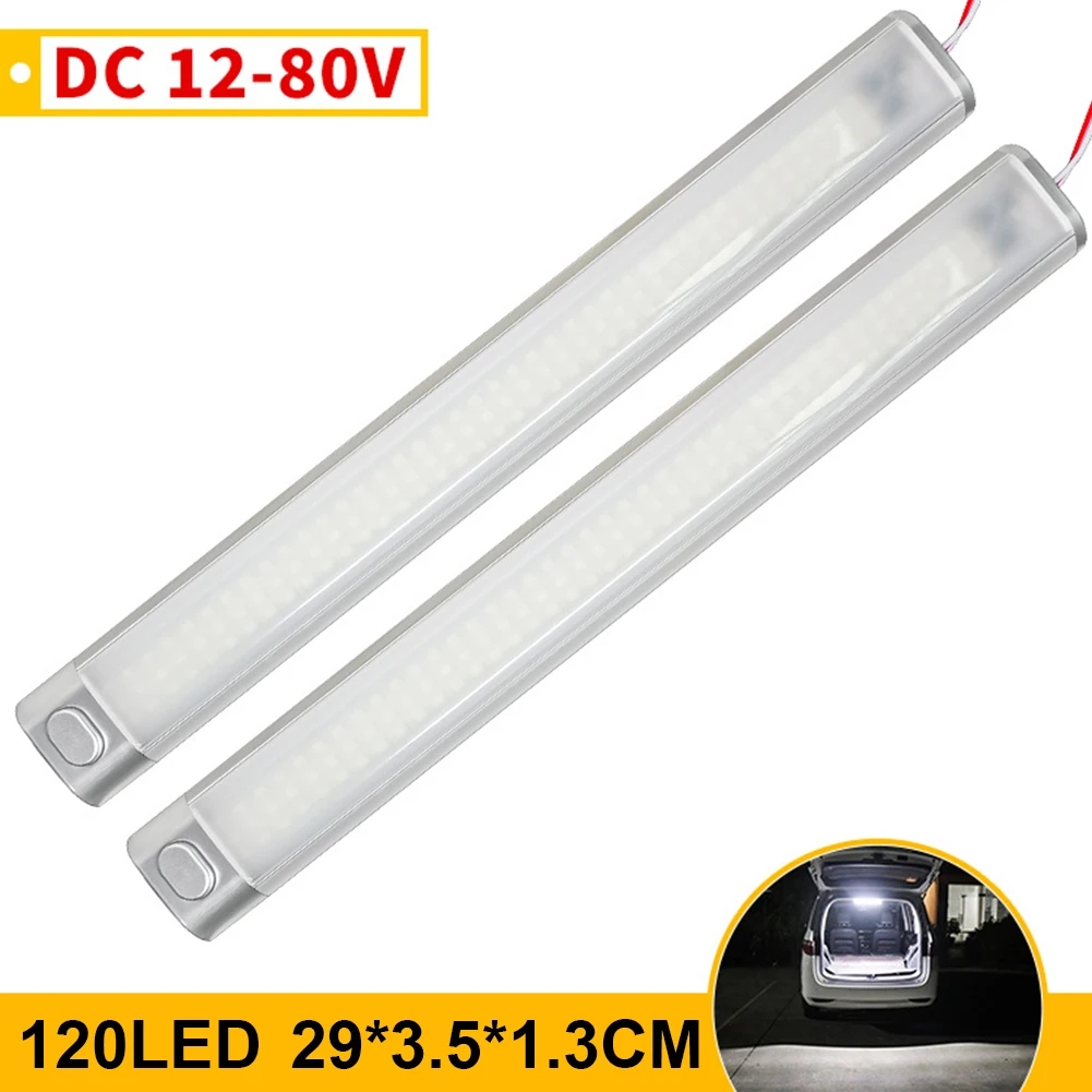 

2PCS 12W Universal LED Light Bar 120LED 168LED 12V-80V Car Interior Light Dome Reading Light Strip for Car Truck Caravan Ship