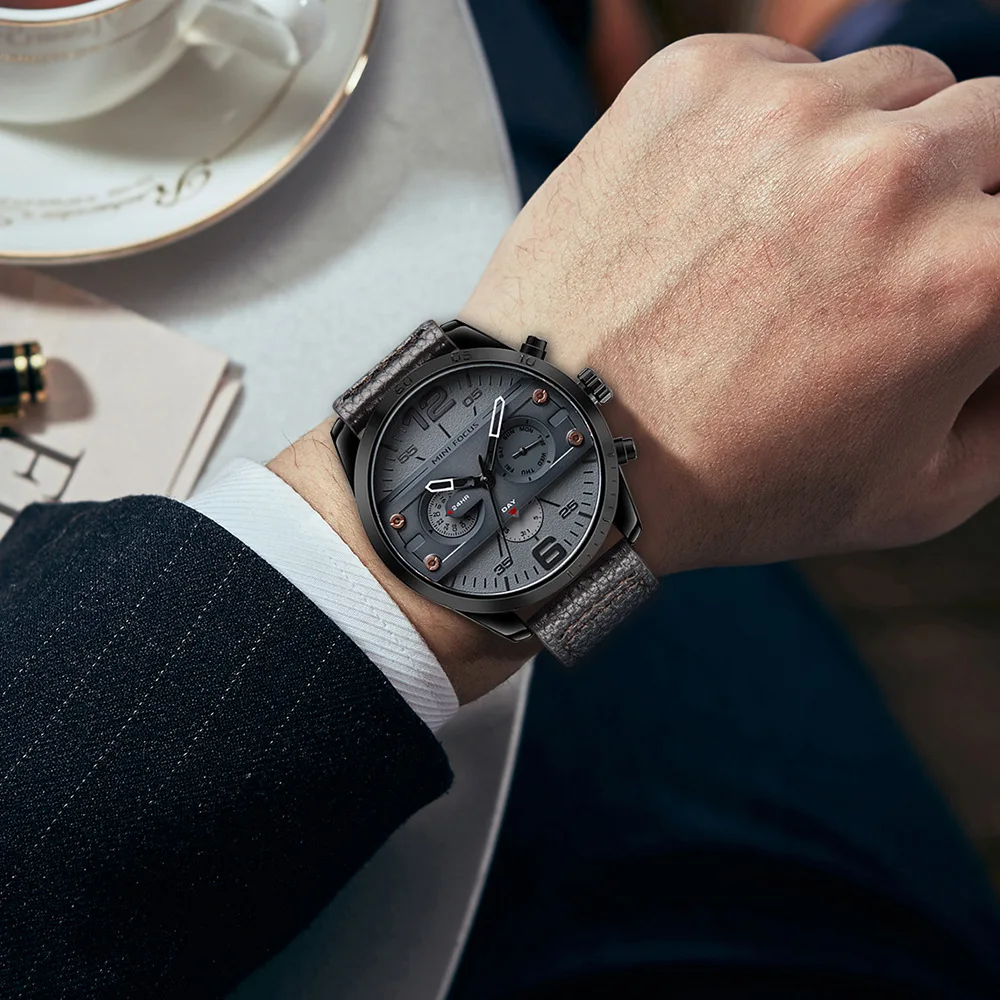 MINI FOCUS 0068 موضة ساعة كوارتز رجالية عادية فاخرة عرض التاريخ التقويم حزام من الجلد الأعمال مقاوم للماء الساعات reloj