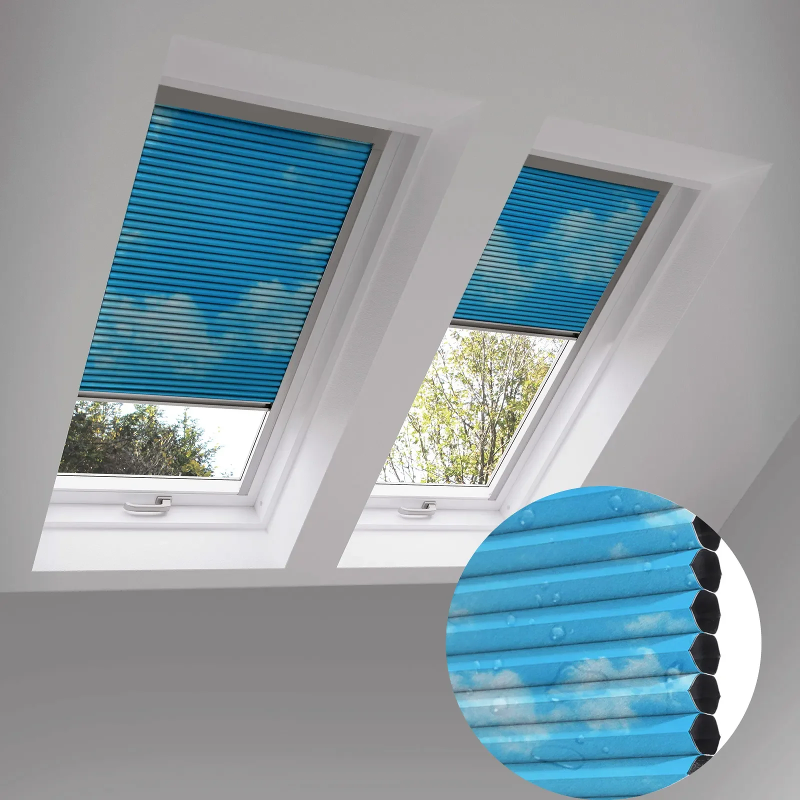 # Hot For ZSTARR Manual Pattern Cellular Shades Cordless Honeycomb Blinds Full Blackout Fabric Window Shades For Skylight Roof
