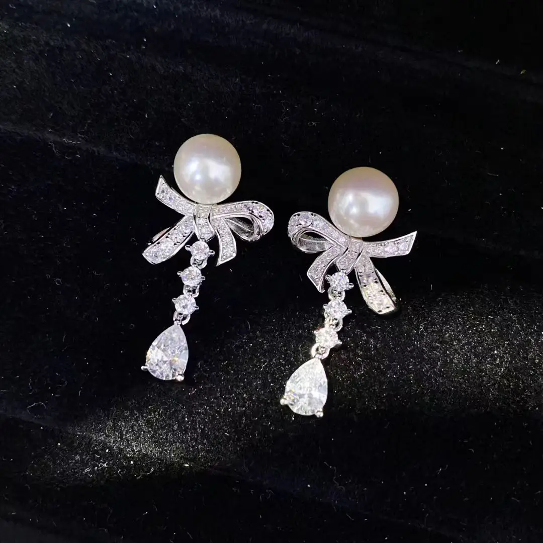 

Оптовая продажа, серьги из стерлингового серебра S925, фурнитура для крепления, базовые монтажные детали, аксессуар для жемчуга 8-9 мм, 5 пар/лот