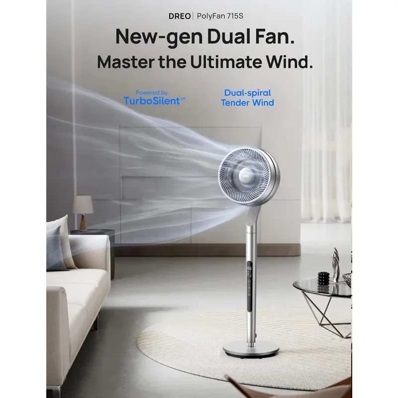 Pedestal Fan with Smart Control, 40-44" Adjustable Height, DC Quiet Fans for Bedroom, 120°+85° Omni-Directional Oscillating