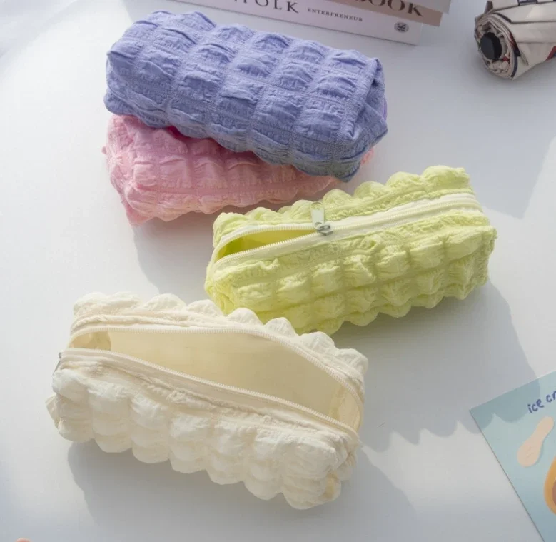 حقيبة مكياج قطيفة لطيفة للنساء محمولة للسفر حقائب مستحضرات تجميل صغيرة بلون سادة وسحاب حقيبة أدوات الزينة وحقيبة غسيل وأكياس تخزين