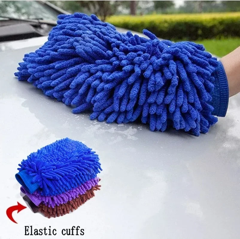 Double-sided Car Care Cleaning Gloves Chenille Towel Mitt Microfiber Car Washing Tools Gloves Detailing Brushes Soft Rags Cloth