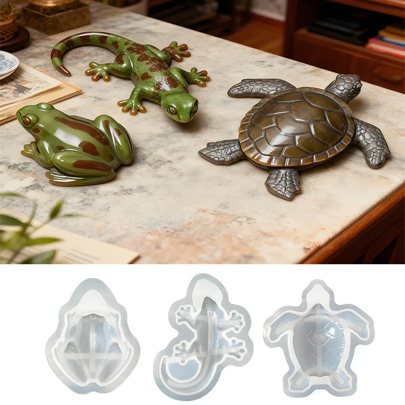 Turtle Aromatherapy Candle Silicone Mold DIY Lizard Frog Animals Gypsum Resin Molds Home Ornaments Decoration