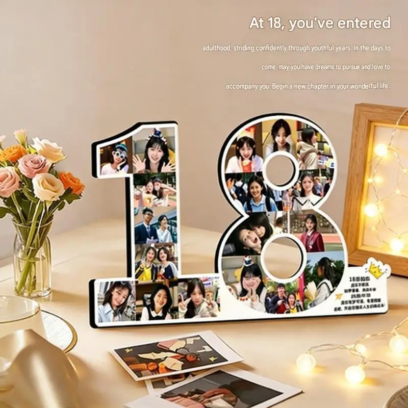 Customized Number Photo Frame Collage Personalized Picture Board Sign Family Growth Growth Milestone 1-20 Birthday Gift for Her