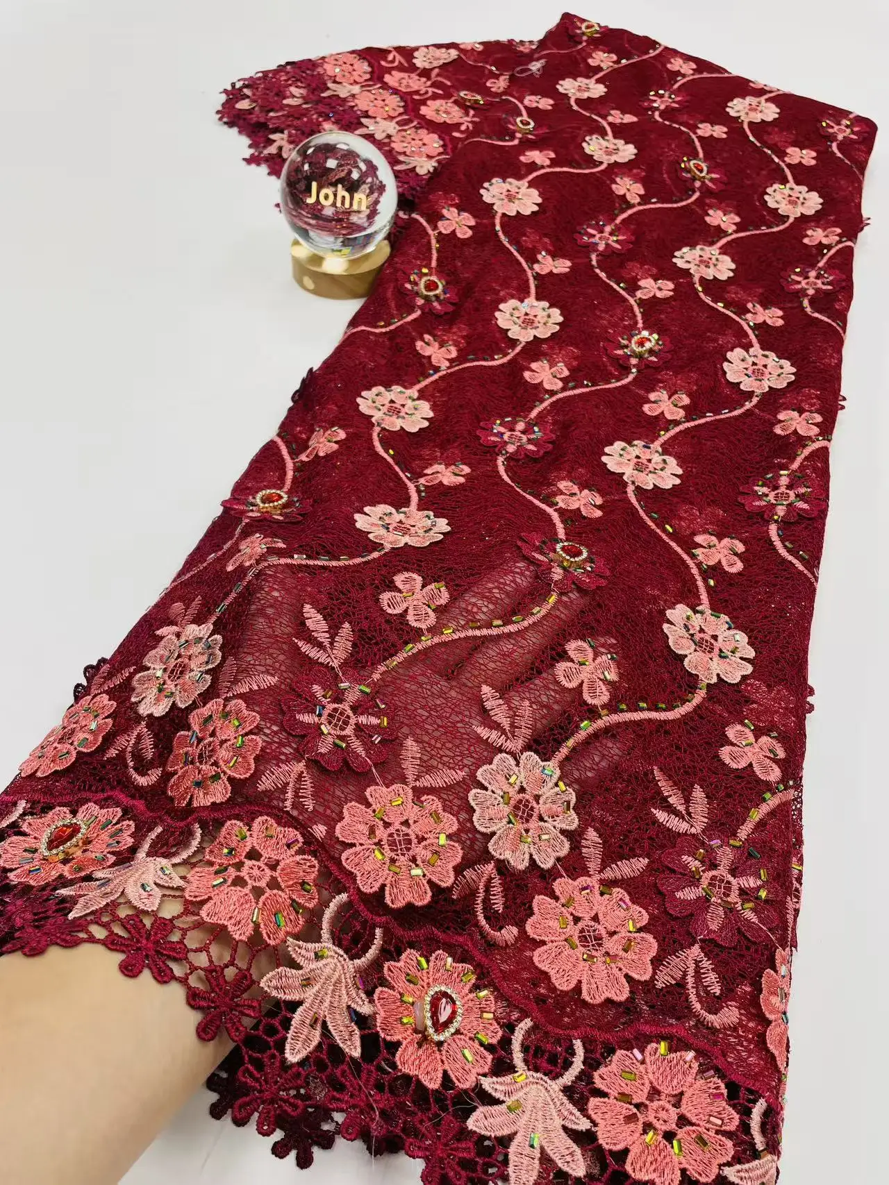 African Cord Guipure Lace Fabric 2026 French Asoebi Chantilly Water Soluble Lace Fabric High Quality For Party Dress 5yar H103-1